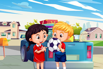 design colourful children book illustrations and book covers