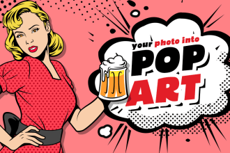create pop art cartoon vintage style based on your photo