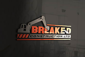 design excavation, construction, real estate logo