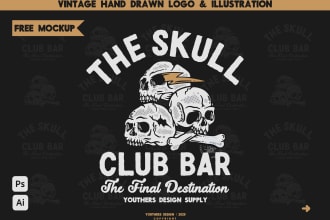 create awesome vintage hand drawn logo and illustration