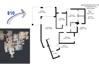 draw 2d floor plan from matterport link