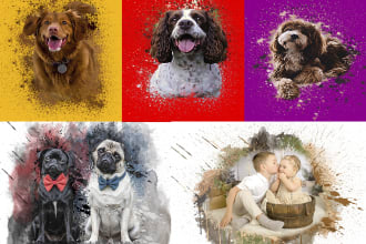 do custom watercolor pet portrait dog cat family portrait