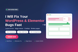 fix wordpress elementor bugs, layout errors, build mega menu