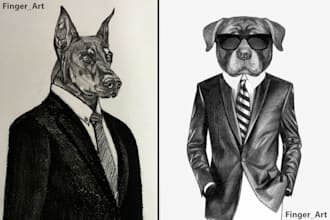 draw pencil sketch portrait of any animal or bird, pet