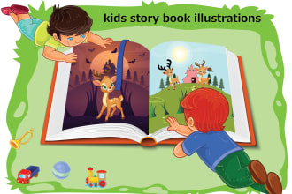 create cartoon kids book illustrations
