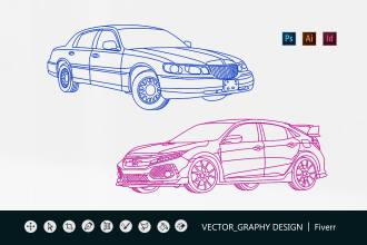 draw detailed vector line art of your car or vehicle svg eps