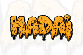 do hand drawn, graffiti, psychedelic, bubble drip effect logo or shirt