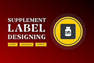 design health, fitness supplement labels and amazon product packaging