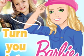 draw barbie cartoon portrait avatar