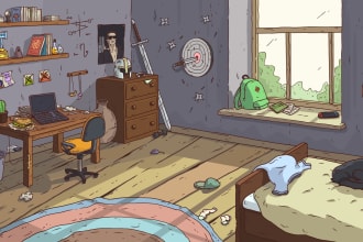 draw a background for your cartoon, 2d game, illustration