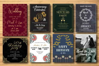 design party invitation, birthday and greeting card