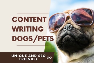 write SEO friendly veterinary articles and blogs on all pets