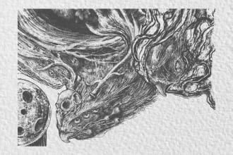 draw badass detailed dark art black and white illustration