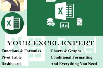 create pivot tables, dashboards, excel graphs and charts