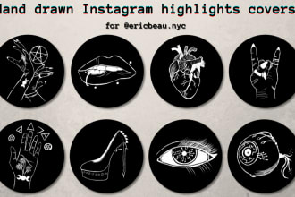 hand draw instagram highlights covers for you