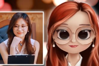 cute cartoon caricature doll 3d from your photo