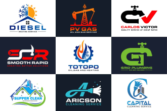 design minimalist plumbing heating cleaning air conditioning hvac oil gas logo