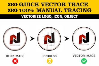redraw logo and picture into vector very fast