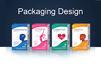 design product packaging box, label, shipping box and mockup