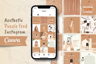 design aesthetic puzzle feed instagram and canva templates