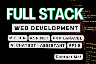 create full stack web application with ai chatbot development and integration