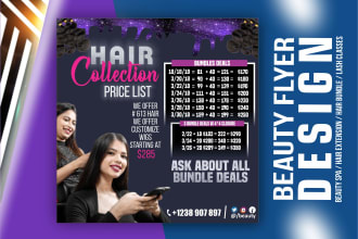design hair extension eyelash nail lash extension spa flyer and poster