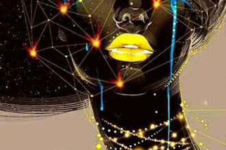 design african american abstract art, portrait, oil paint, digital illustration