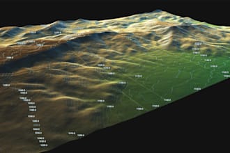 do model of terrain, dem, topography with  orthophoto