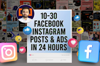 design 30 unique facebook and instagram posts banners ads in 24 hours