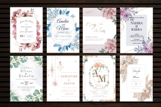 do beautifully customized wedding card or any invitation design