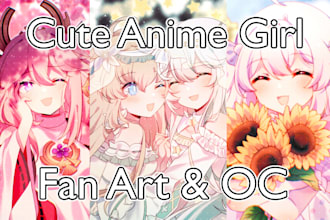 draw you and your original character fanart in anime style