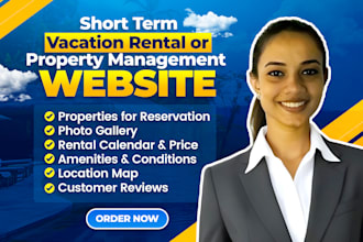 create short term vacation rental or property management website