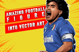 draw realistic portrait football figure into vector art