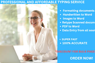 do ms word fast typing, format, retype scanned documents fast typist