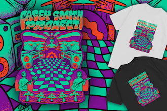 create illustration psychedelic, weed, trippy, for anything