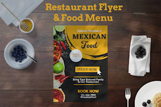 design a modern food menu or restaurant flyer for you