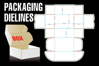 create any box dielines template for design and die cut line