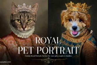 create custom royal pet portrait in high quality