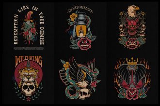 draw old school tattoo for t shirt design