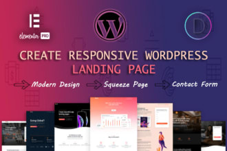 do modern wordpress landing page design, squeeze page using elementor pro, divi