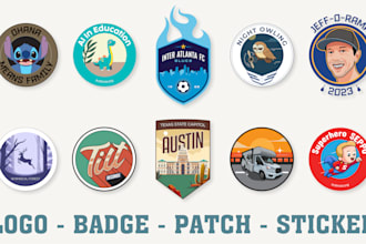 design clean badge, patch, round sticker, label, label logo, cartoon doodle