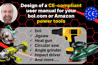 write or design ce compliant user manual for power tools for bol amazon products