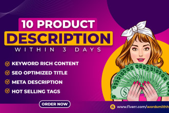 do 10 product description for shopify store within 3 days