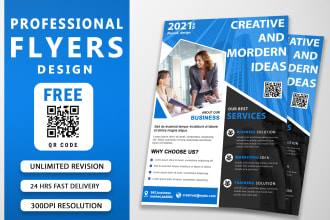design a professional flyer with a free qr code in 24hrs