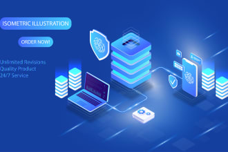 create aesthetic flat and isometric infographic illustration