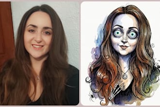 draw spooky burtonesque and gothic portraits