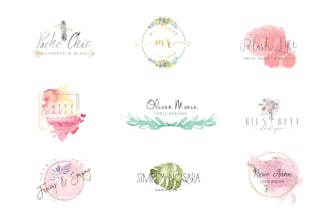 design watercolor feminine cursive signature logo