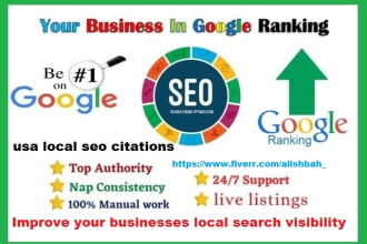 do 150 top USA local directories or citations, local listing for your business