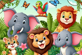 draw awesome children story book illustrations, cover kdp
