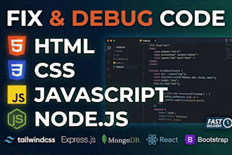 fix HTML CSS javascript or nodejs bugs and errors